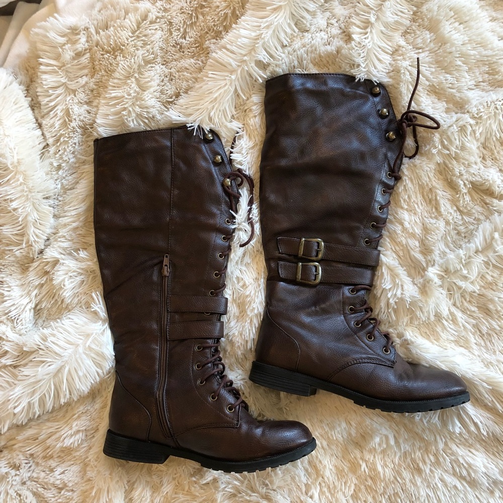 Brown Lace Up Boots